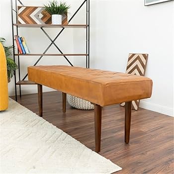 eb's Mountain Furniture ベージュ BenjiroTanLeatherBench-